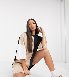 Платье-футболка в стиле oversized и колор блок ASOS DESIGN Tall-Мульти