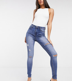 Рваные джинсы скинни с завышенной талией Missguided Tall-Синий