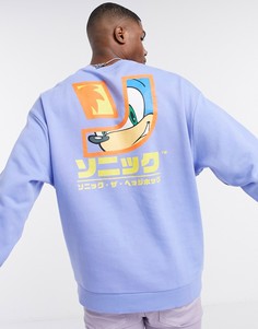 Oversized-свитшот с принтом ежа Соника спине ASOS DESIGN​​​​​​​-Синий