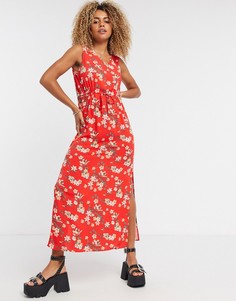 Малиновое платье на бретелях Vero Moda-Красный