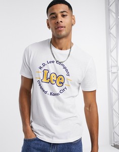 Футболка с логотипом по кругу и надписью "Kansas" Lee-Белый