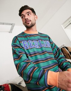 Oversized-свитшот с полосками и надписью "Berlin" ASOS DESIGN-Мульти
