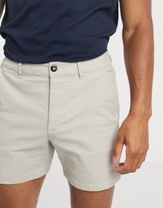 Бежевые короткие шорты чиносы скинни ASOS DESIGN-Бежевый
