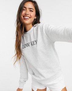 Серый свитшот с принтом ASOS DESIGN