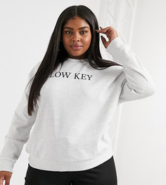 Серый свитшот с принтом ASOS DESIGN Curve