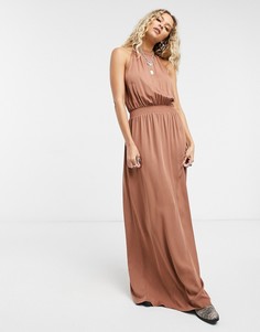 Платье макси со спиной-борцовкой Vila-Светло-коричневый