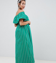 Длинное платье бандо в полоску ASOS DESIGN Maternity-Мульти