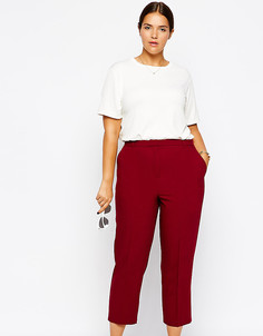 Узкие укороченные брюки ASOS CURVE-Красный