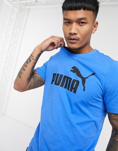 Синяя футболка с логотипом Puma essentials-Синий