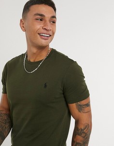 Оливково-зеленая футболка с логотипом Polo Ralph Lauren-Зеленый