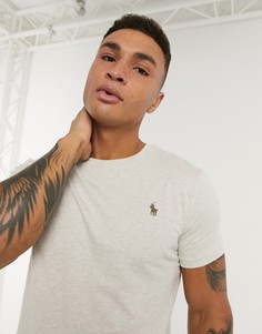 Бежевая меланжевая футболка с логотипом Polo Ralph Lauren-Бежевый