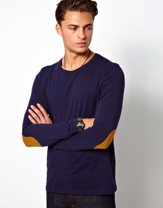 Лонгслив с контрастными заплатками на локтях ASOS-Синий