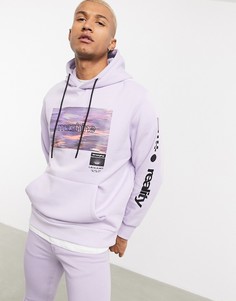 Худи лавандового цвета с принтом Bershka-Фиолетовый