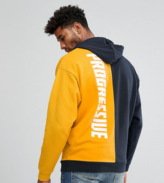 Худи колор блок свободного кроя с принтом ASOS TALL-Желтый