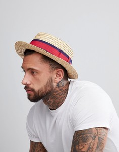 Бежевая соломенная шляпа с лентой ASOS DESIGN-Бежевый