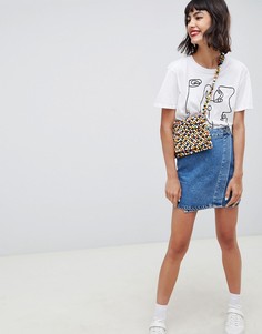 Синяя выбеленная джинсовая юбка с запахом ASOS DESIGN-Синий