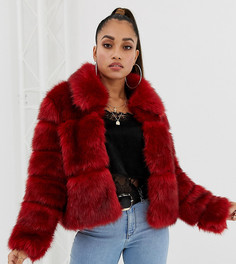 Красный полушубок из искусственного меха эксклюзивно для Missguided Petite