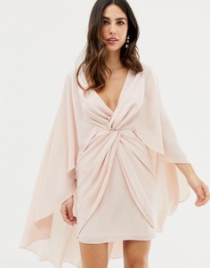 Платье мини с узелком и накидкой ASOS DESIGN-Розовый