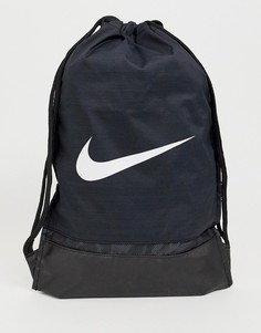 Черная сумка с затягивающимся шнурком и логотипом-галочкой Nike-Черный