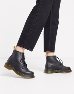 Черные ботинки из искусственной кожи с 6 парами люверсов Dr Martens 101-Черный