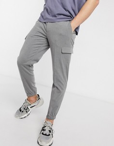 Серые строгие брюки скинни с карманами карго ASOS DESIGN-Серый