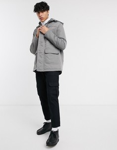 Серая куртка с капюшоном ASOS DESIGN-Серый