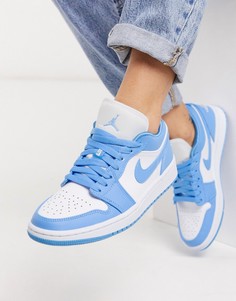 Сине-белые низкие кроссовки Nike Air Jordan 1-Синий