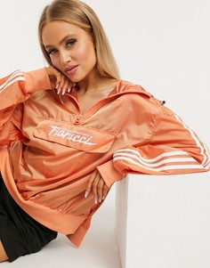 Худи кораллового цвета с тремя полосками adidas Originals x Fiorucci-Оранжевый
