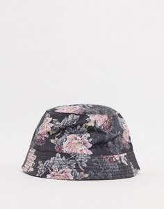Панама с цветочным принтом ASOS DESIGN-Черный