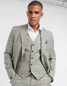 Узкий пиджак в клетку Harry Brown-Синий