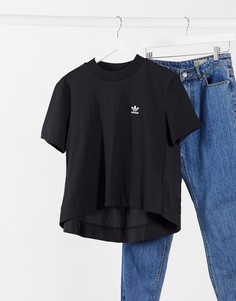 Укороченная черная футболка с трилистником adidas Originals Bellista-Черный