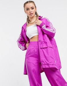 Розовая ветровка с тремя полосками adidas Originals-Розовый