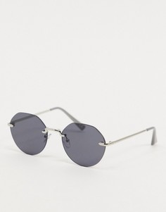 Серебристые солнцезащитные очки без оправы с дымчатыми стеклами ASOS DESIGN-Серебряный