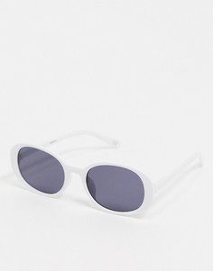 Овальные солнцезащитные очки в белой массивной оправе ASOS DESIGN-Белый