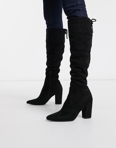 Черные ботфорты на высоком блочном каблуке Steve Madden-Черный