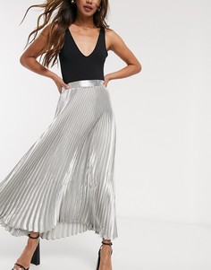 Серебристая юбка миди ASOS DESIGN-Серебряный