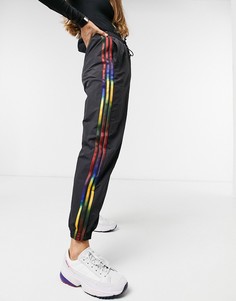 Черные спортивные штаны с манжетами и трилистником adidas Originals-Черный