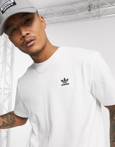 Белая футболка с принтом логотипа-трилистника на груди и на спине adidas Originals-Белый