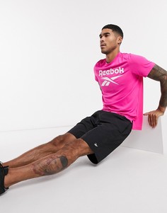 Розовая футболка с большим логотипом Reebok Training-Розовый