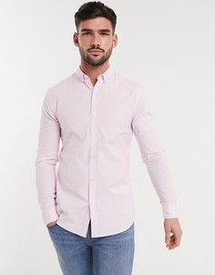 Розовая облегающая оксфордская рубашка с длинными рукавами New Look-Розовый