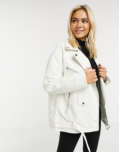 Байкерская куртка в стиле oversized белого цвета ASOS DESIGN-Белый