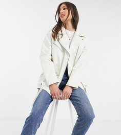 Белая байкерская куртка из искусственной кожи в стиле oversized ASOS DESIGN Tall-Белый
