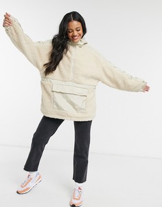 Кремовая флисовая куртка со вставками ASOS DESIGN-Кремовый
