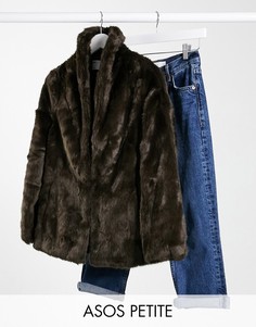 Коричневое пальто из искусственного меха ASOS DESIGN Petite-Красный