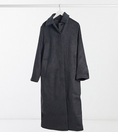 Темно-серое пальто на пуговицах ASOS DESIGN Tall-Серый