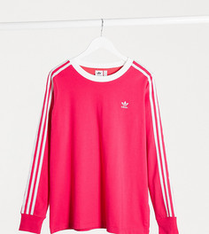 Розовый лонгслив с тремя полосками adidas Originals Plus adicolor