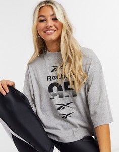 Кроп-топ в стиле oversized серого цвета Reebok Training-Серый