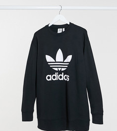Черный свитшот с круглым вырезом и трилистником adidas Originals Plus