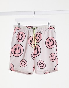 Шорты для плавания с принтом ASOS DESIGN-Розовый