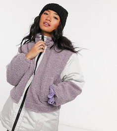 Флисовая oversize-куртка с нашивками ASOS DESIGN petite-Кремовый